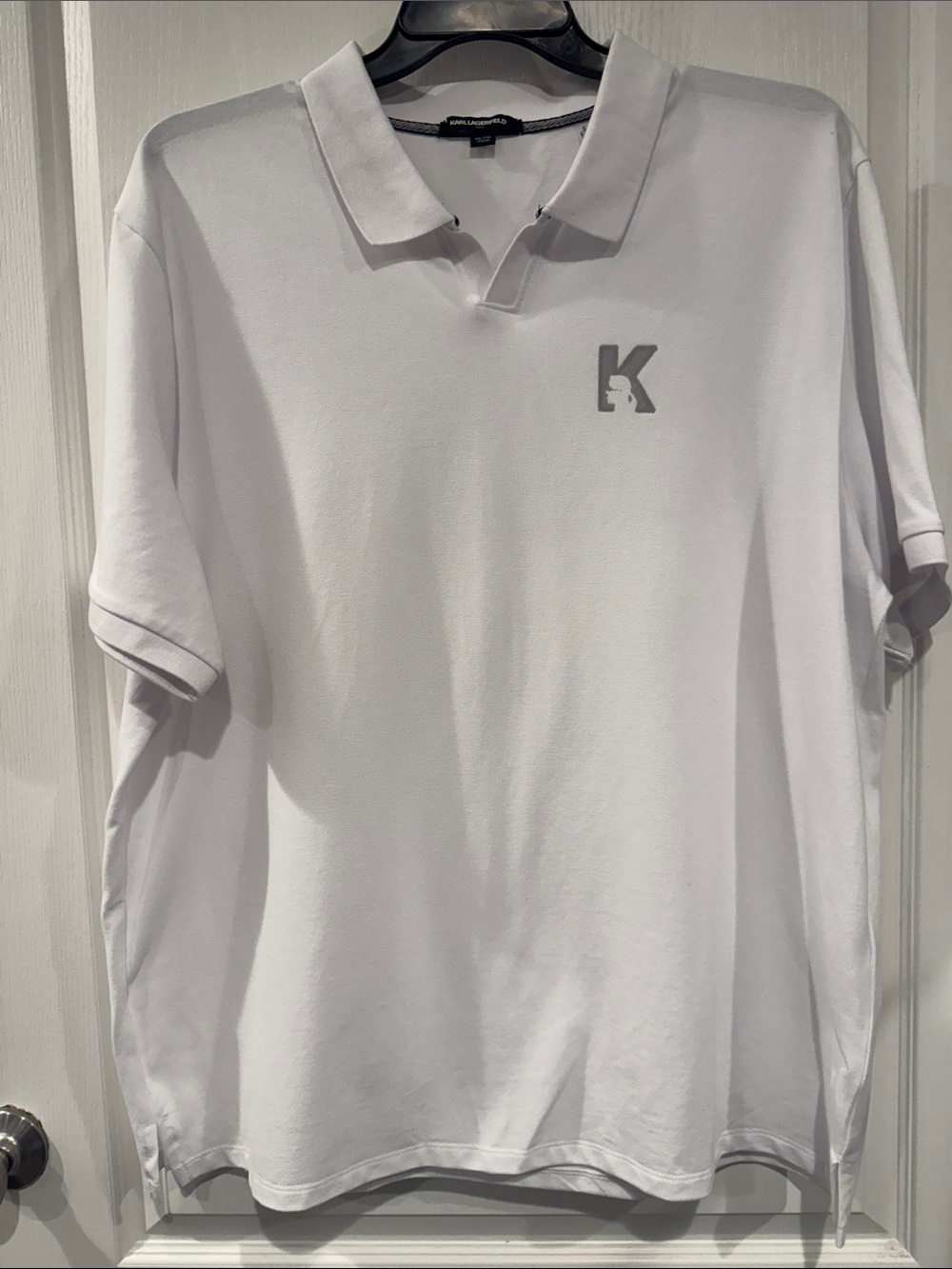 Karl Lagerfeld Paris Men’s XL White Karl Patch Polo Shirt NWOT